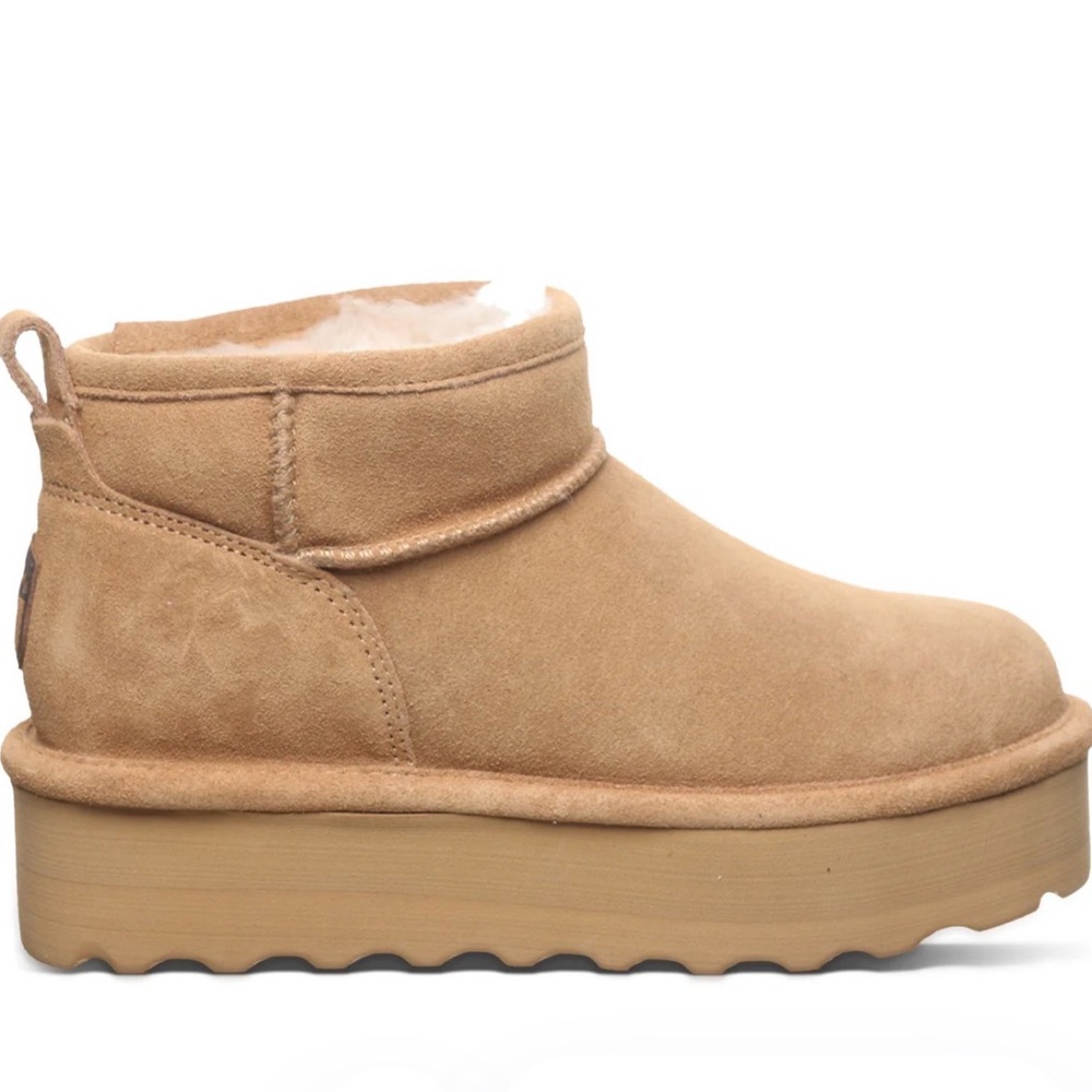 BearPaw Tan Suede Ankle Booties